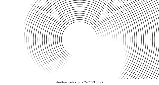 Abstract gold circle lines on dark background. Geometric stripe line art design.