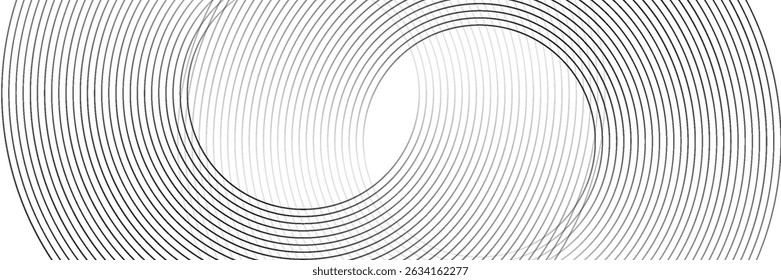 Abstract gold circle lines on dark background. Geometric stripe line art design. Vector illustration, eps10.