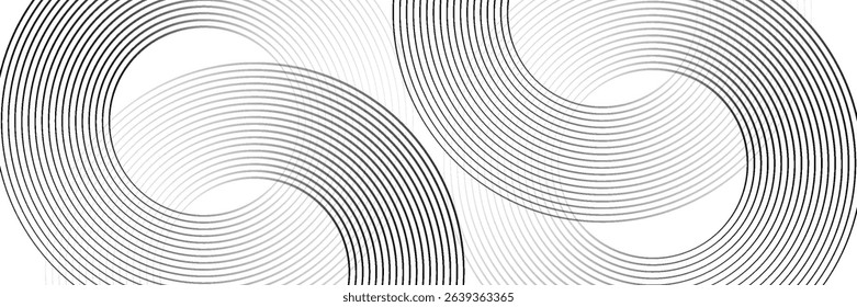 Abstract gold circle lines on dark background. Geometric stripe line art design. Vector illustration, eps10.