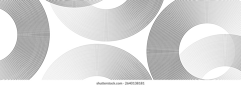 Abstract gold circle lines on dark background. Geometric stripe line art design. Vector illustration, eps10