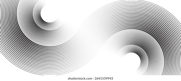 Abstract gold circle lines on dark background. Geometric stripe line art design. Vector illustration, eps10.