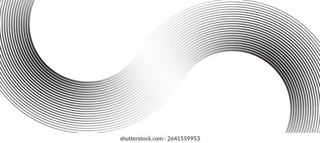 Abstract gold circle lines on dark background. Geometric stripe line art design. Vector illustration, eps10.