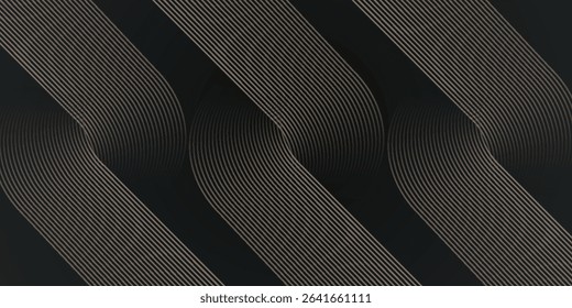 Abstract gold circle lines on dark background. Geometric stripe line art design. Modern luxury template. Suit for presentation, banner, flyer, poster, brochure. presentation