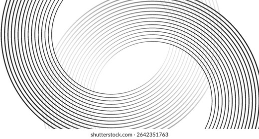 Abstract gold circle lines on dark background. Geometric stripe line art design. Vector illustration, eps10