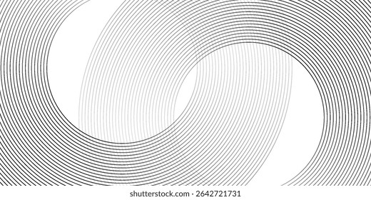Abstract gold circle lines on dark background. Geometric stripe line art design. Vector illustration, eps10.
