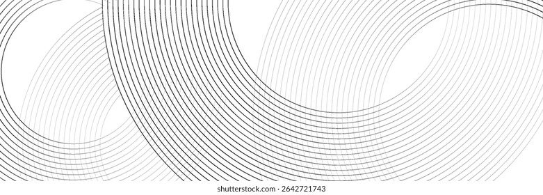 Abstrakte goldene Kreislinien auf dunklem Hintergrund. Geometrisches Streifenlinien-Kunstdesign.