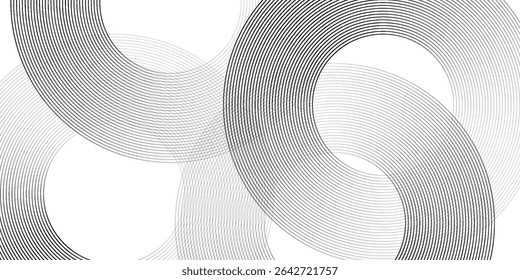 Abstrato linhas de círculo dourado no fundo escuro. Projeto de arte de linha de faixa geométrica.