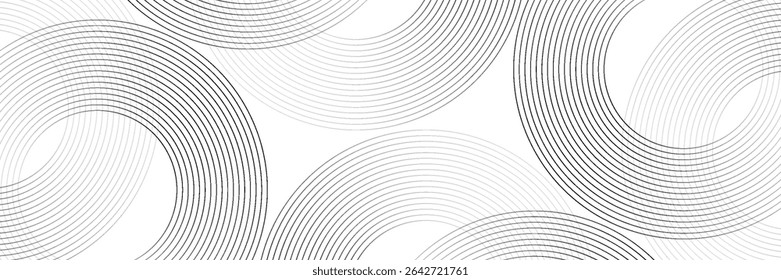 Abstract gold circle lines on dark background. Geometric stripe line art design. Vector illustration, eps10.