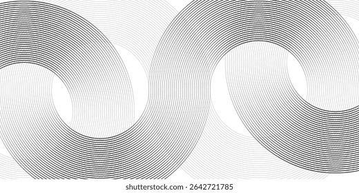 Abstract gold circle lines on dark background. Geometric stripe line art design.