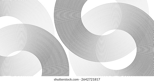Abstrato linhas de círculo dourado no fundo escuro. Projeto de arte de linha de faixa geométrica. Ilustração vetorial, eps10.