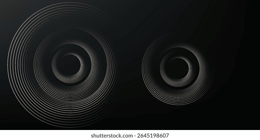 Abstract gold circle lines on dark background. Geometric stripe line art design. Modern luxury template. Suit for presentation, banner, cover, web, flyer, poster, brochure. Vector illustration