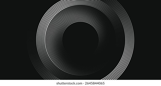 Abstractas líneas de círculo de oro sobre fondo oscuro. Diseño geométrico del arte de la línea de la raya. Moderna Plantilla de lujo. Traje para la presentación, Anuncio, cubierta, Web moderno