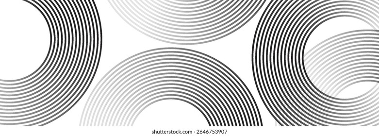 Abstract gold circle lines on dark background. Geometric stripe line art design. Vector illustration, eps10