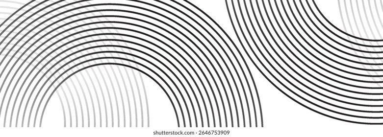 Abstract gold circle lines on dark background. Geometric stripe line art design.