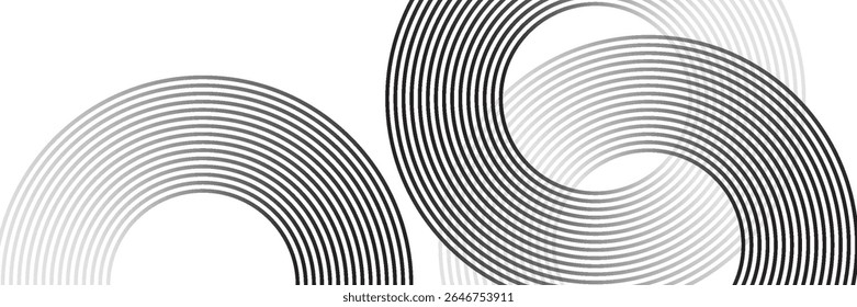 Abstract gold circle lines on dark background. Geometric stripe line art design. Vector illustration, eps10