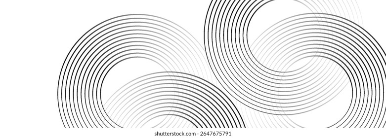 Abstract gold circle lines on dark background. Geometric stripe line art design. Vector illustration, eps10.	