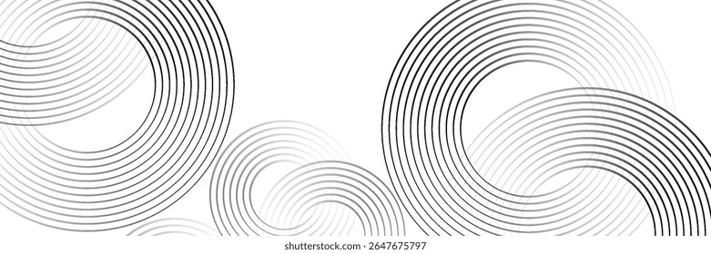 Abstract gold circle lines on dark background. Geometric stripe line art design. Vector illustration, eps10. modern