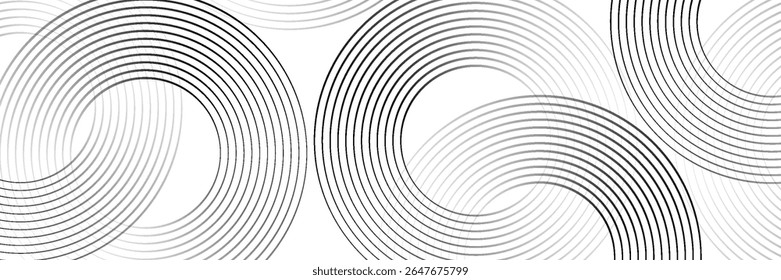Abstract gold circle lines on dark background. Geometric stripe line art design. Vector illustration, eps10.	