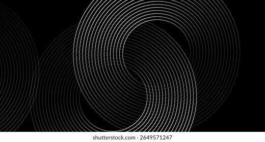 Abstract gold circle lines on dark background. Geometric stripe line art design. Modern luxury template. Suit for presentation, banner, cover, web, line