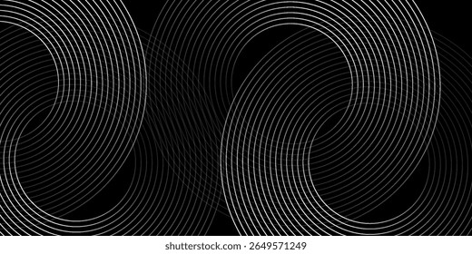 Abstract gold circle lines on dark background. Geometric stripe line art design. Modern luxury template. Suit for presentation, banner, cover, web, line