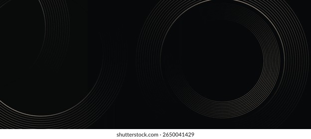 Abstractas líneas de círculo de oro sobre fondo oscuro. Diseño geométrico del arte de la línea de la raya. Moderna Plantilla de lujo. Traje para la presentación, Anuncio, cubierta, Web, volante, cartel, folleto. Ilustración vectorial