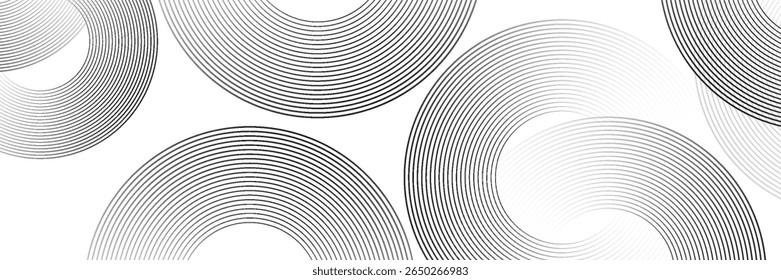 Abstract gold circle lines on dark background. Geometric stripe line art design. Vector illustration