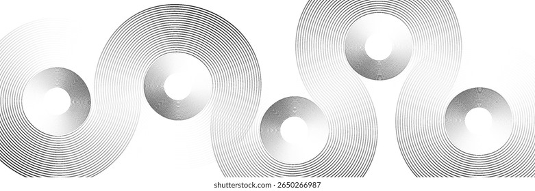 Abstract gold circle lines on dark background. Geometric stripe line art design. Vector illustration, eps10.
