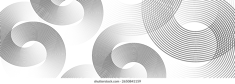 Abstractas líneas de círculo de oro sobre fondo oscuro. Diseño geométrico del arte de la línea de la raya. Ilustración vectorial. eps 10.