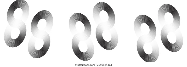 Abstract gold circle lines on dark background. Geometric stripe line art design.