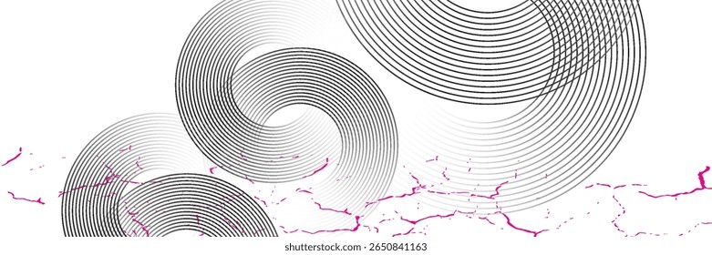 Abstract gold circle lines on dark background. Geometric stripe line art design.vector illustration