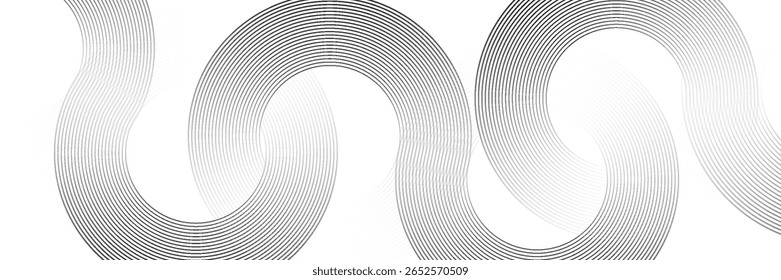 Abstractas líneas de círculo de oro sobre fondo oscuro. Diseño geométrico del arte de la línea de la raya. Ilustración vectorial, eps10.