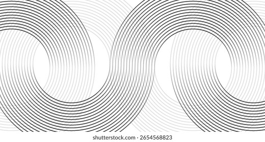 Abstrato linhas de círculo dourado no fundo escuro. Projeto de arte de linha de faixa geométrica. Ilustração vetorial, eps10