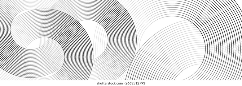 Abstract gold circle lines on dark background. Geometric stripe line art design. Vector illustration, eps10.