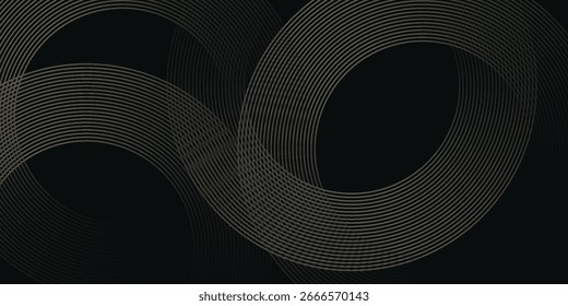 Abstract gold circle lines on dark background. Geometric stripe line art design. Modern luxury template. vector illustration
