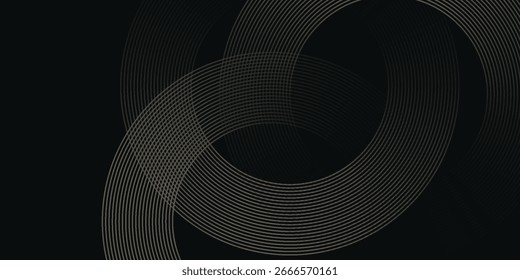 Abstract gold circle lines on dark background. Geometric stripe line art design. Modern luxury template. vector illustration
