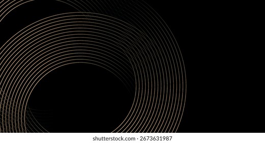 Abstract gold circle lines on dark background. Geometric stripe line art design. Modern luxury template. vector geometric circle ep10