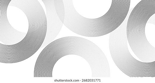 Abstractas líneas de círculo de oro sobre fondo oscuro. Diseño geométrico del arte de la línea de la raya. Ilustración vectorial, eps10.