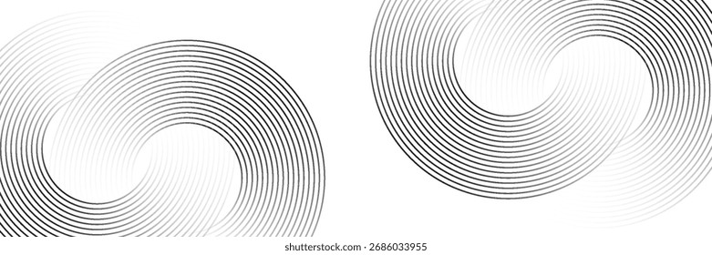 Abstract gold circle lines on dark background. Geometric stripe line art design. Modern luxury template.
