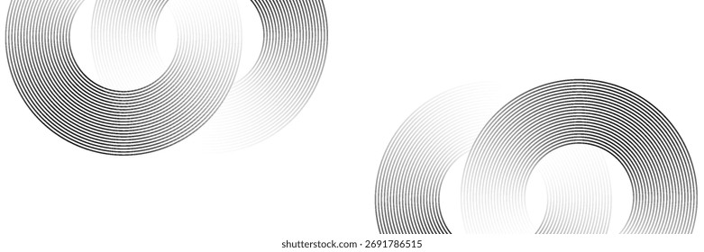 Abstract gold circle lines on dark background. Geometric stripe line art design. Modern luxury template.
