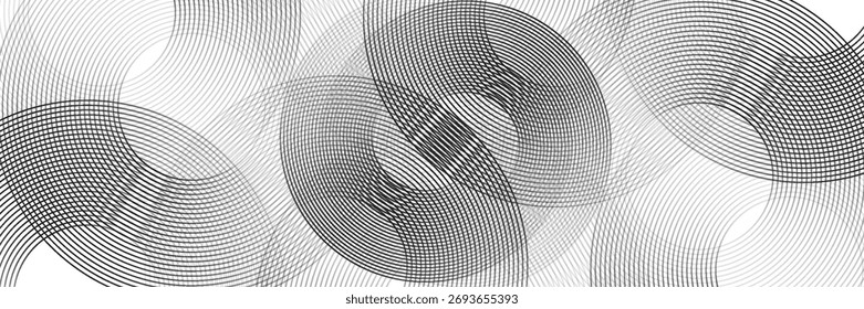 Abstractas líneas de círculo de oro sobre fondo oscuro. Diseño geométrico del arte de la línea de la raya. Ilustración vectorial, eps10.