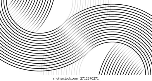 Abstrakte goldene Kreislinien auf dunklem Hintergrund. Geometrisches Streifenlinien-Kunstdesign. Vektorgrafik, eps10