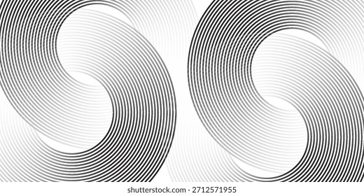 Abstract gold circle lines on dark background. Geometric stripe line art design. Vector illustration, eps10.