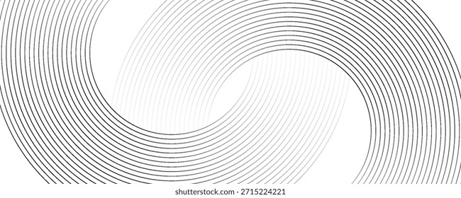 Abstractas líneas de círculo de oro sobre fondo oscuro. Diseño geométrico del arte de la línea de la raya. Ilustración vectorial, eps10.