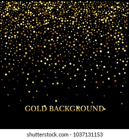 Abstract gold circles of different size on a black background.
