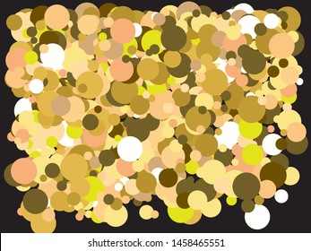 Abstract gold circles for holidays. Decorative element of your design. Vector illustration layout. Gold trendy modern elegant background for anniversary, birthday celebrate or other festive event.