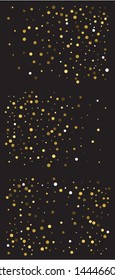 Abstract gold circles for holidays. Random element of design. Vector illustration concept. Gold trendy modern elegant backgrounds set for anniversary, birthday celebrate or other festive event.