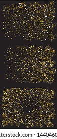 Abstract gold circles for holidays. Vibrant element of design. Vector illustration backdrop. Gold trendy modern elegant backgrounds set for anniversary, birthday celebrate or other festive event.