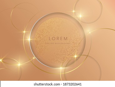 Abstract gold circles lines overlapping on gold background. You can use for ad, poster, template, business presentation. Vector illustration