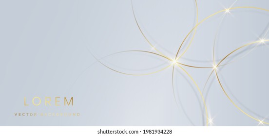 Abstract gold circles lines overlapping on gray background. Luxury concept. You can use for ad, poster, template, business presentation. Vector illustration