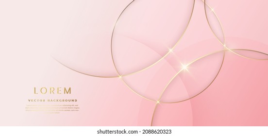 Abstract gold circles lines overlapping on rose gold background. You can use for ad, poster, template, business presentation. Vector illustration